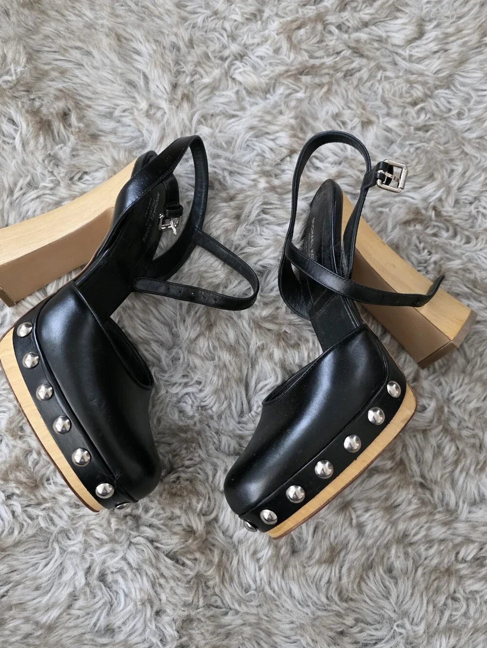 Michael Kors‎ Collection Black Platform Clog Gail Runway Sandals Size 36.5